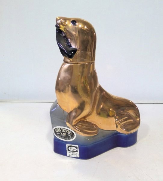 Vintage Ezra Brooks Golden Seal 1972 Decanter Bottle. for sale