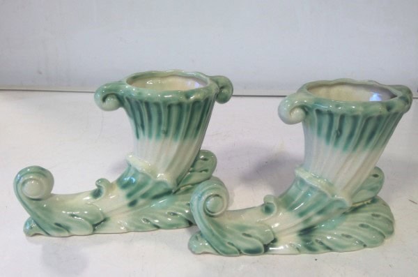 Set of 2 Vintage Cornucopia Vases - Made in Occupied Japan for sale