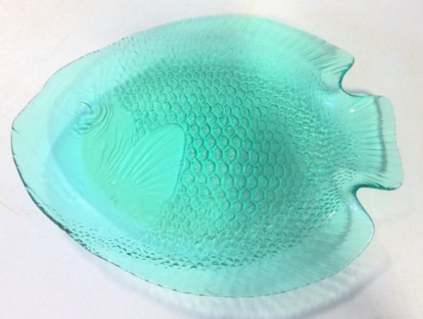 Vintage Large Arcoroc Teal Fish Tray for sale