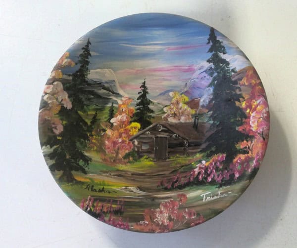 Art Painted Small Alaska Gold Pan by Vic & Trisha Bruss for sale