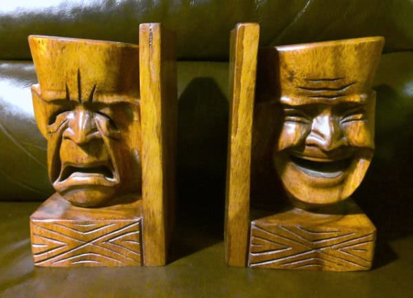 Vintage Tragedy Comedy Tiki Book Ends for sale