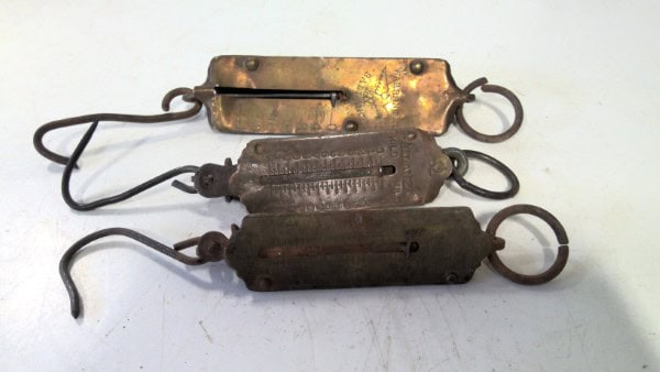 Lot of 3 Antique Hanging Pocket Scales for sale