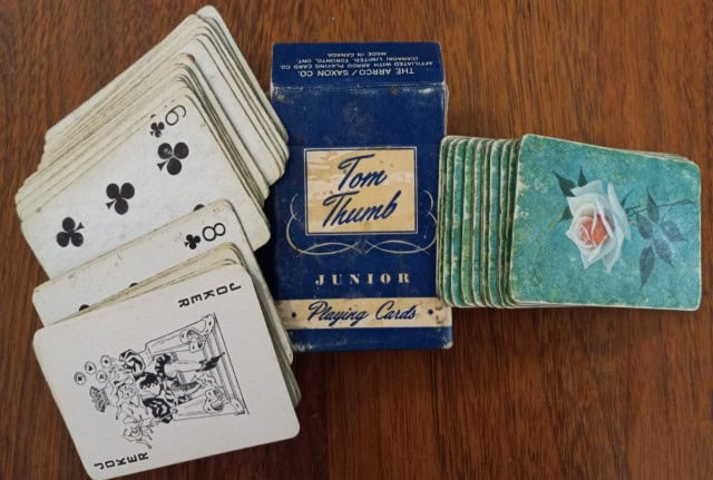 Inside View of Vintage Tom Thumb junior Playing Cards for sale on heinventures.ca