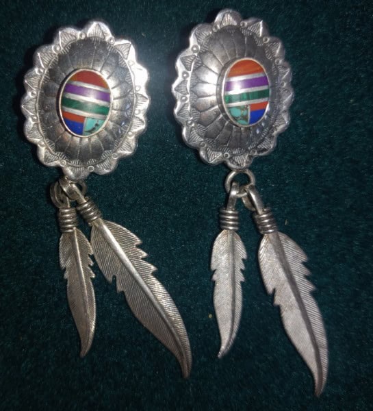 Sterling Silver Dangling Feather Earrings for sale on heinventures.ca