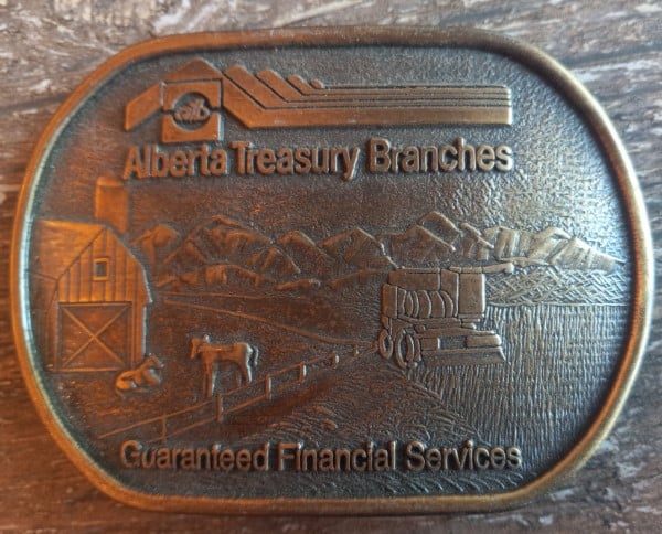 Alberta Treasury Branches Belt Buckle for sale on heinventures.ca