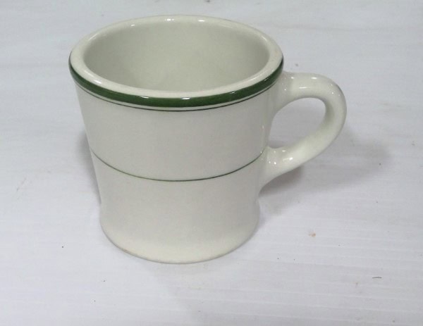 Vintage John Maddock & Sons Vitrified Green Rim Coffee Mug for sale