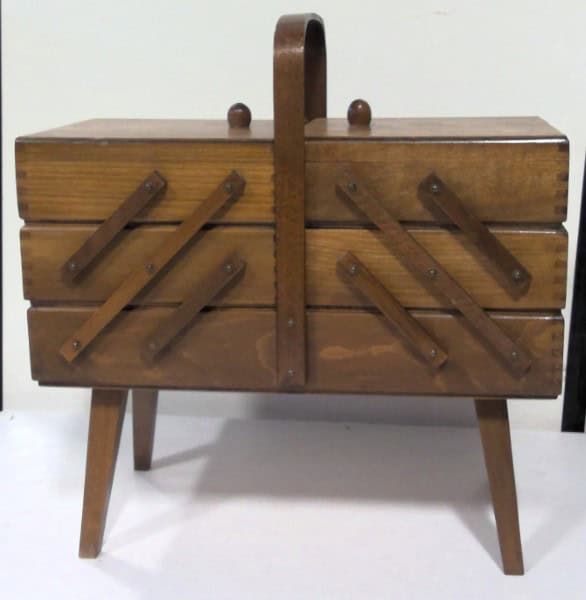 Mid Century Modern Accordion Sewing Caddy Box for sale