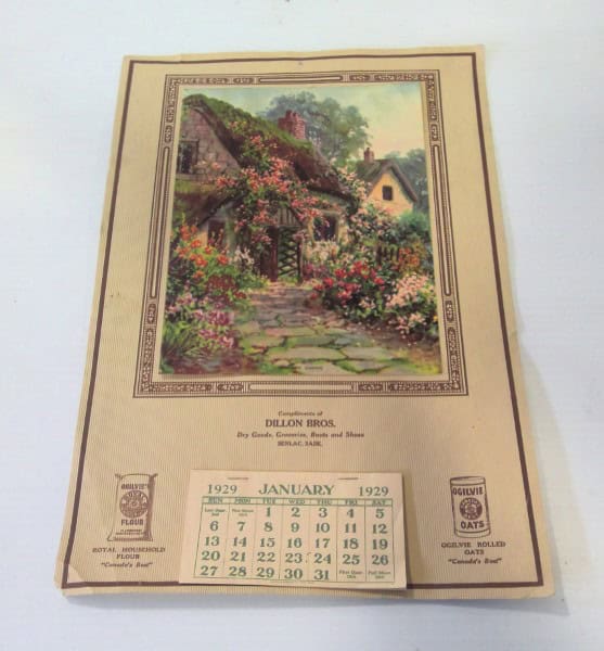 1929 Ogilvie Flour Advertising Calendar Dillon Bros. Senlac Saskatchewan for sale