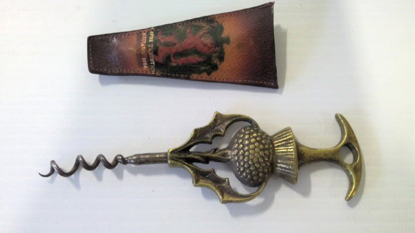 1938 Empire Exhibition Scotland Souvenir Corkscrew with leather Pouch for sale