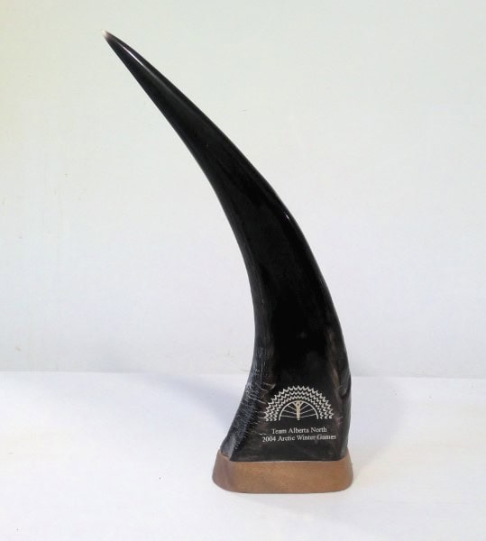 Team Alberta North 2004 Arctic Winter Games Scrimshaw Horn Trophy for sale