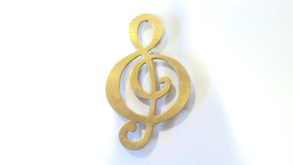 Vintage Brass Treble Clef Music Note Trivet for sale