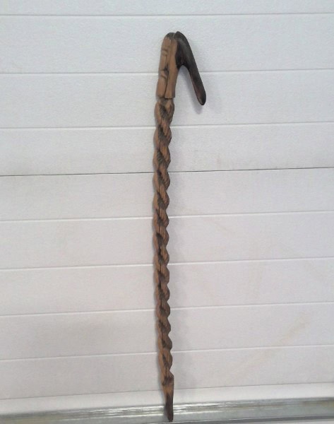 Vintage Folk Art Hand Carved Cane for sale