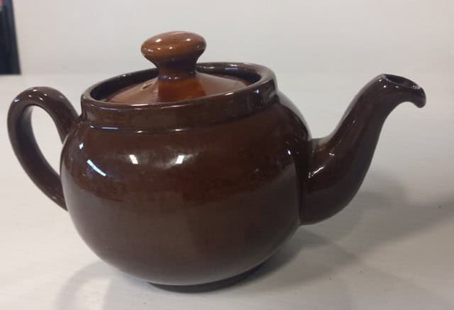 Vintage Small Brown Alcock Lindley Bloore (ALB) Teapot for sale on heinventures.ca