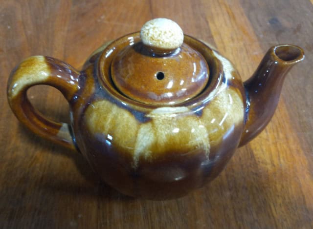 Vintage Small Brown and White Teapot for sale on Hein Ventures' Online Store