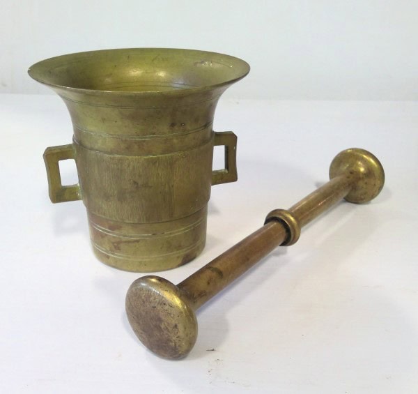 Heavy Antique Pharmacy Pill Crusher Mortar and Pestle (with handles) for sale