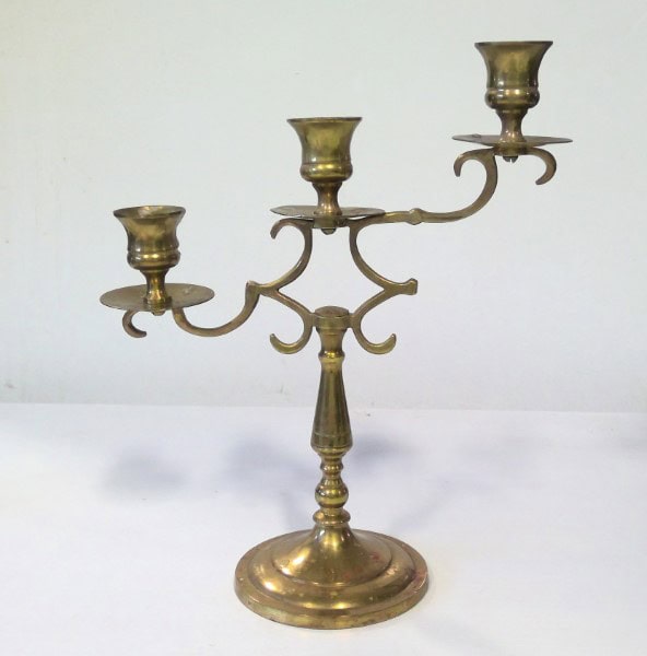 Vintage Cast Brass 3 Arm Candle Stick for sale