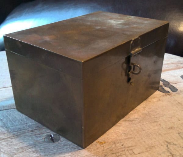 Small Antique Brass Tone Steel Box C.1890-1910 for sale