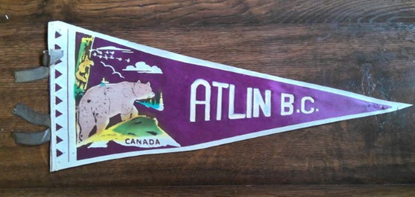 Vintage Atlin British Columbia Souvenir Pennant C. 1950s for sale