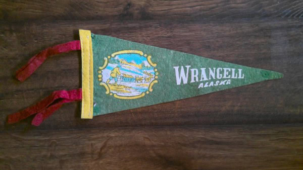 Vintage Wrangell Alaska Souvenir Felt Pennant C.1950s for sale