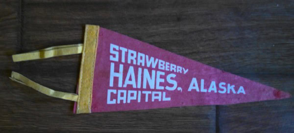 Vintage Haines Alaska Felt Pennant - Strawberry Capital for sale