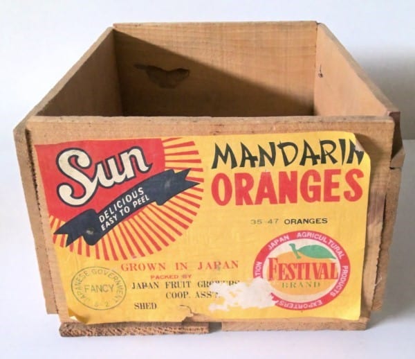 Vintage Sun Mandarin Oranges Wooden Crate for sale on heinventures.ca