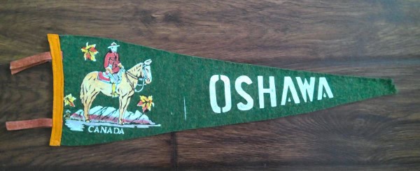 Vintage Oshawa Ontario Souvenir Felt Pennant for sale