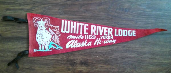 Vintage 1950s White River Lodge Yukon Souvenir Pennant for sale