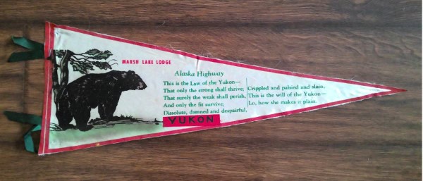 Vintage 1950s Marsh Lake Lodge Yukon Souvenir Pennant for sale