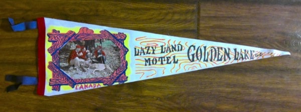 Vintage Lazy Land Motel Golden Lake Ontario Souvenir Pennant for sale