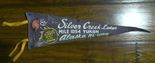 Vintage 1950s Silver Creek Lodge Yukon Souvenir Pennant for sale