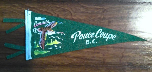 Vintage Puce Coupe B.C. Souvenir Pennant for sale