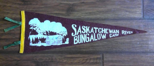 Vintage Saskatchewan River Bungalow Camp Souvenir Pennant for sale