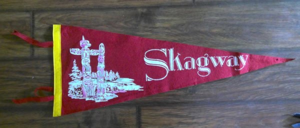 Vintage 1950s Skagway Alaska Souvenir Pennant for sale