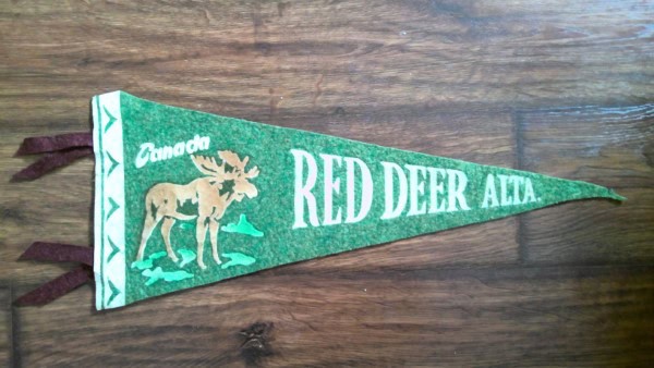 Vintage 1950s Red Deere Alberta Souvenir Pennant for sale