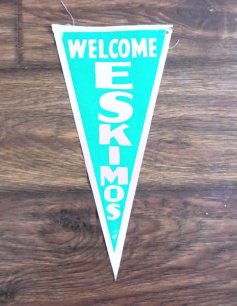 Vintage 1950s Welcome Edmonton Eskimos Pennant Flag for sale