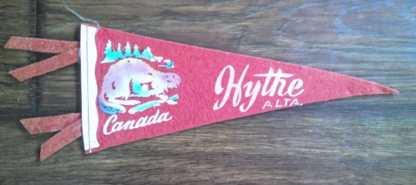 Vintage 1950s Hythe Alberta Souvenir Pennant for sale