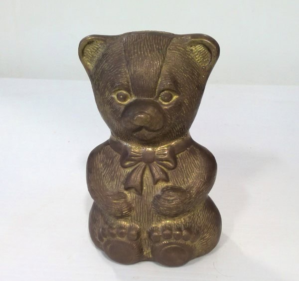 Vintage Brass Teddy Bear Coin Bank for sale