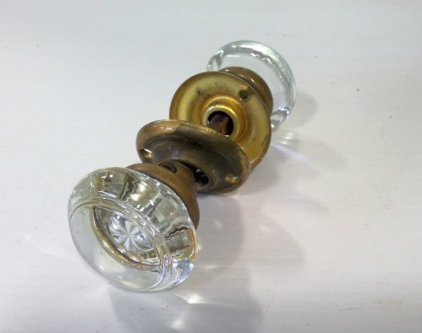 Antique Glass Handle Door Knob Set for sale