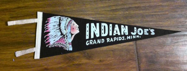 Vintage Indian Joe's Grande Rapids Minnesota Souvenir Pennant for sale