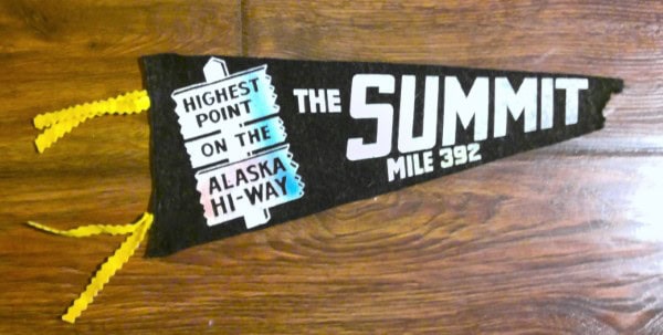 Vintage 1950s The Summit Mile 392 Alaska Highway Souvenir Pennant for sale