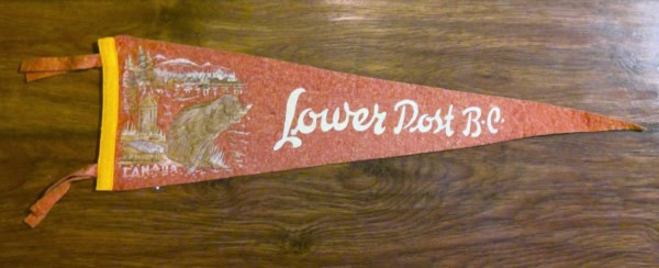 Vintage 1950s Lower Post B.C. Alaska Highway Souvenir Pennant for sale