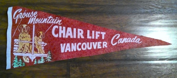 Vintage Grouse Mountain Chair Lift Vancouver Souvenir Pennant for sale