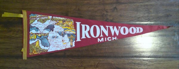 Vintage Ironwood Michigan Souvenir Pennant for sale