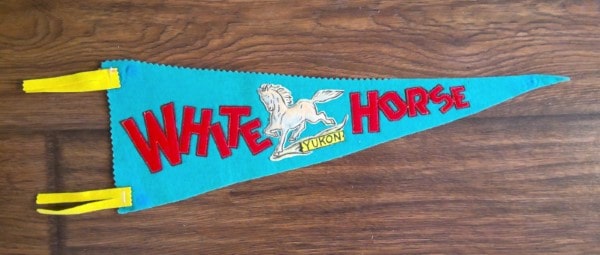 Vintage 1950s White Horse Yukon Souvenir Pennant for sale