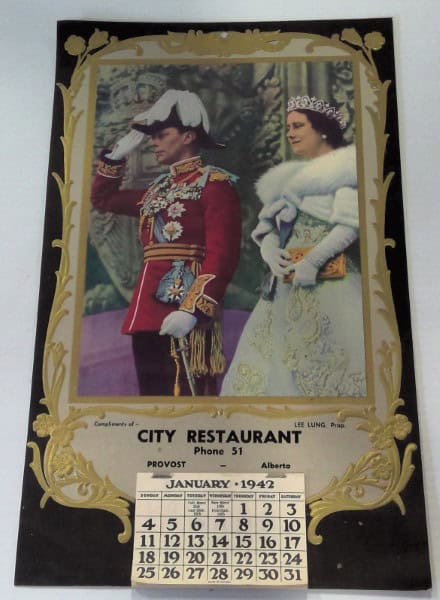 1942 City Restaurant Advertising Calendar Provost Alberta for sale