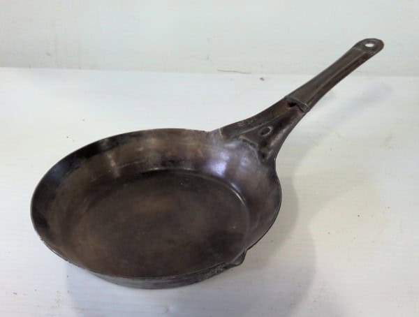 Antique Tin Skillet Metal Cowboy Camp Frying Pan 6" for sale