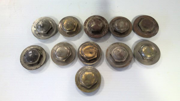 Lot of 11 Antique Car Axle Thread on Dust / Grease Caps for sale