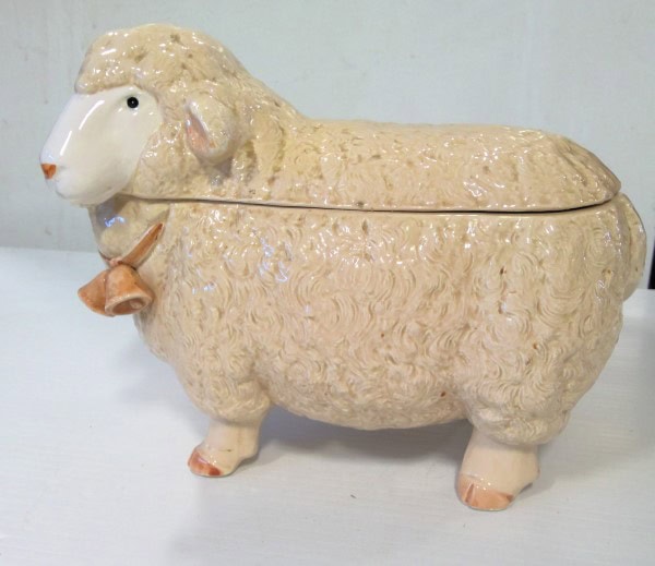 Vintage 1980s Ceramic Sheep Cookie Jar - Made in Japan by Otagiri for sale