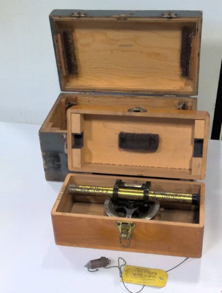 Antique Transit Level Surveyors Tool in Double Wooden Boxes for sale