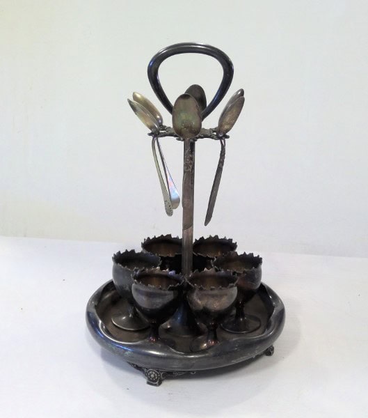 Antique Silver Plate Egg Serving Set for sale